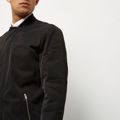 Black longline zip up jacket